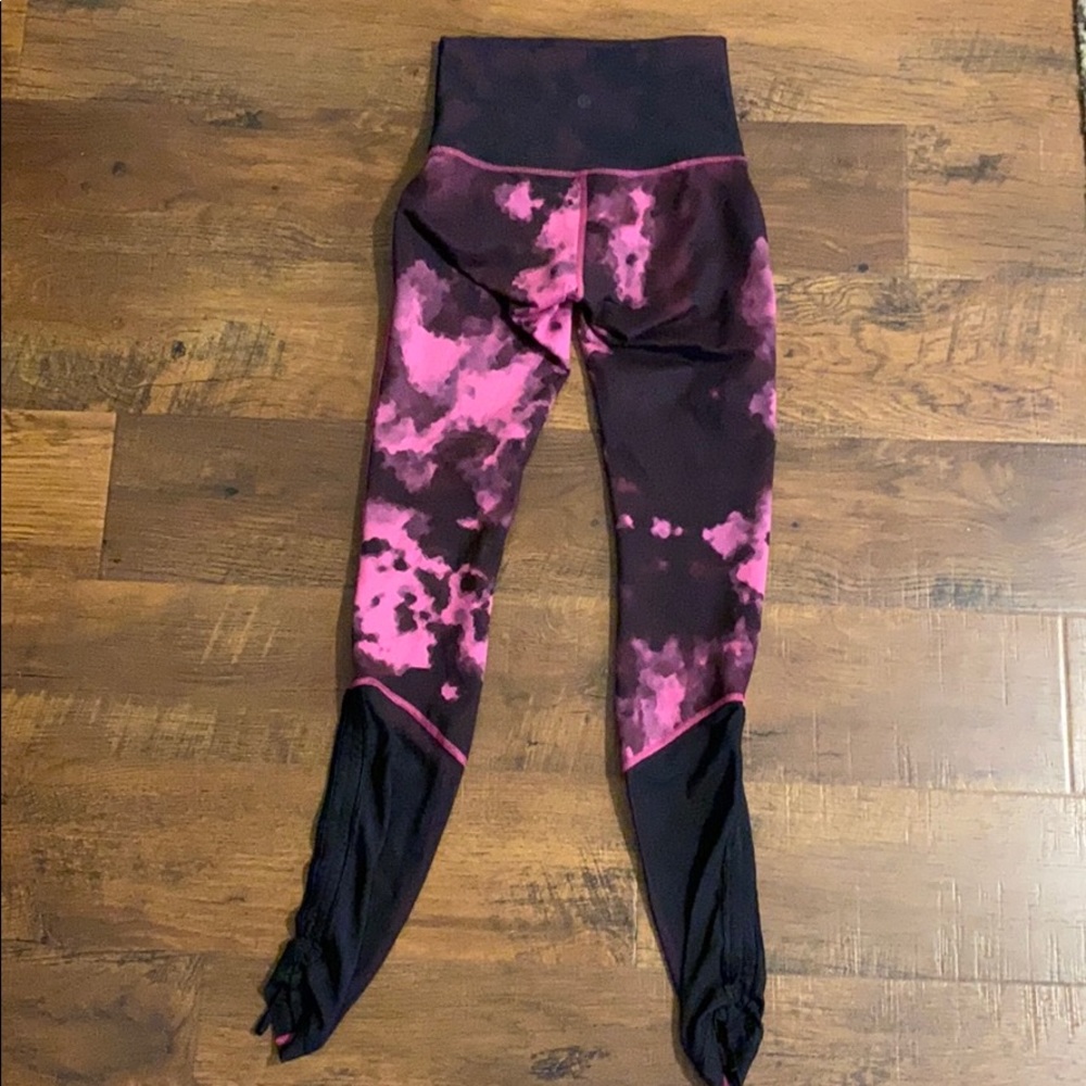 Lululemon pink black mesh leggings sz 4